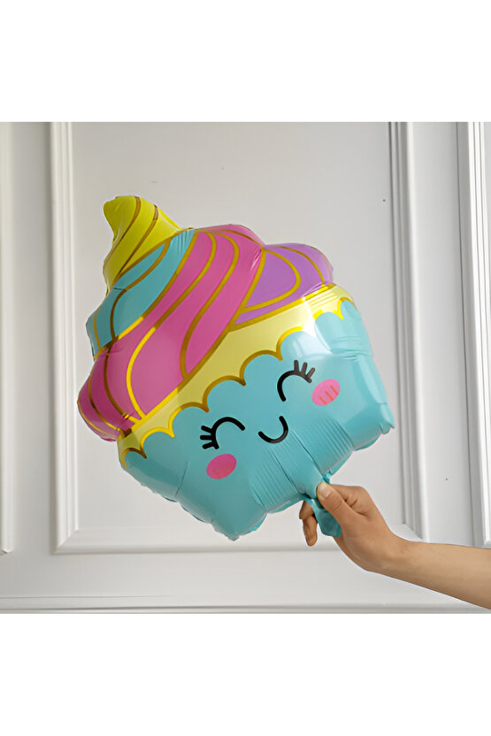 Dondurma Cupcake Konsept 6 Yaş Doğum Günü Balon Set İce Cream Cupcake Şef Tema Doğum Günü Balon Set