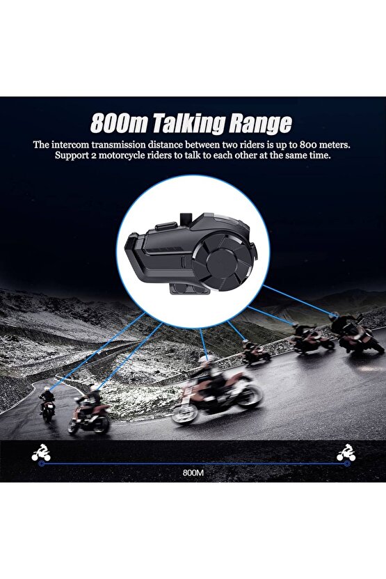 Motosiklet Kaskı İnterkom 800M Menzil Su Geçirmez Mikrofonlu Toz Geçirmez CVC DSP Gürültü Azaltma