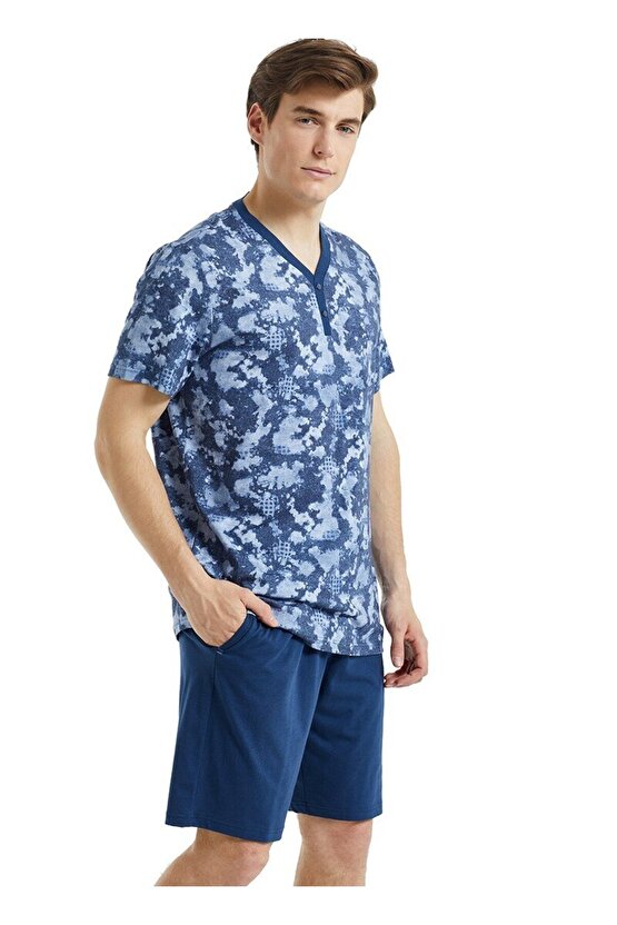 Erkek Pijama Takımı 30826 - Mavi