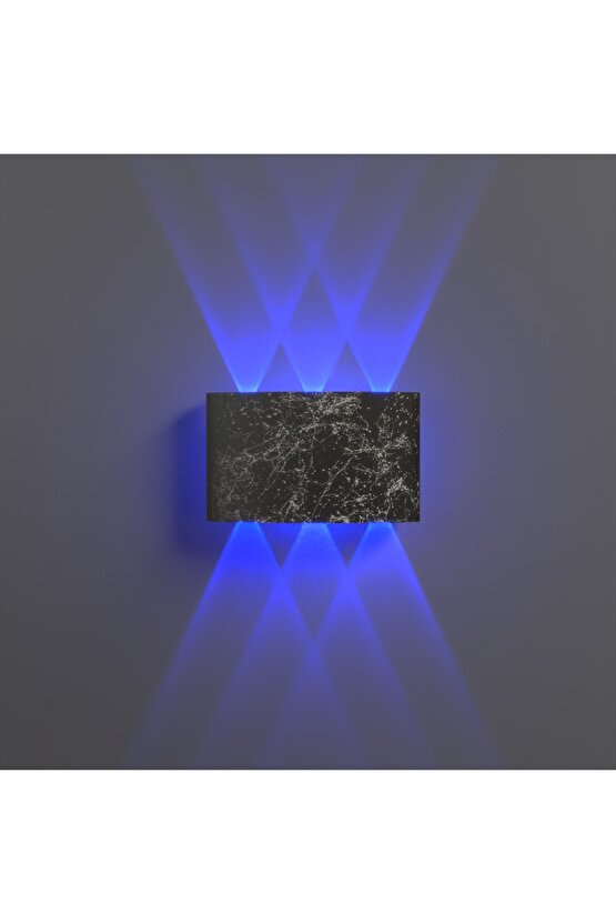 Uranüs Mermer Desen Kasa Mavi Işık Ledli Dekoratif Işık Süzmeli Iç Dış Mekan Modern Aplik