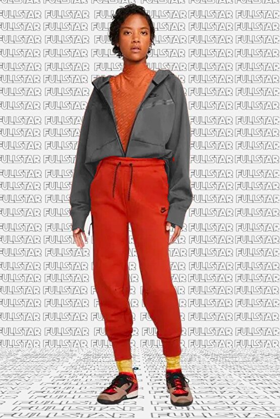 Tech Fleece Trousers Loose Fit Bol Kesim Kadın Eşofman Altı Turuncu Kırmızı