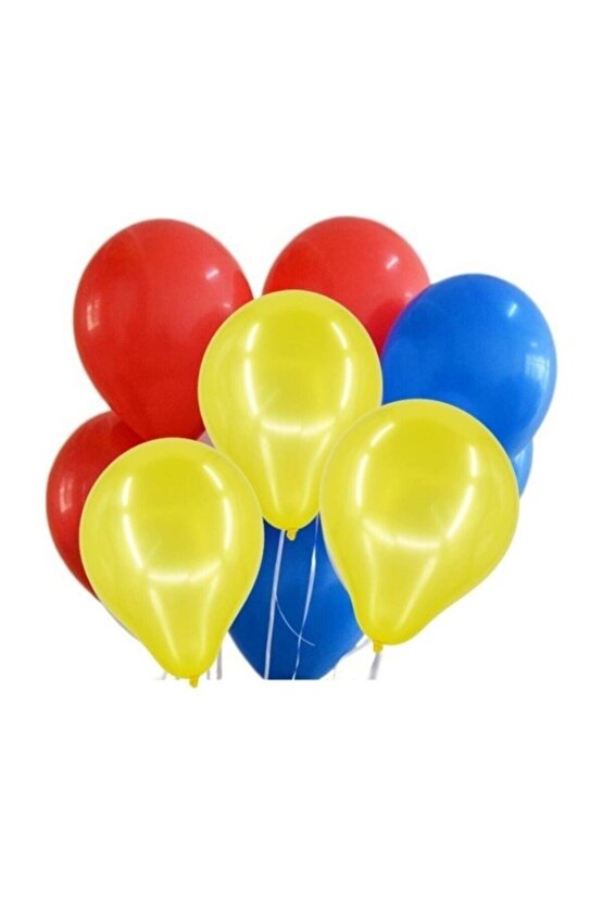 30 Ad Metalik Kırmızı-sarı-koyu Mavi Lacivert Balon Helyumla Uçan
