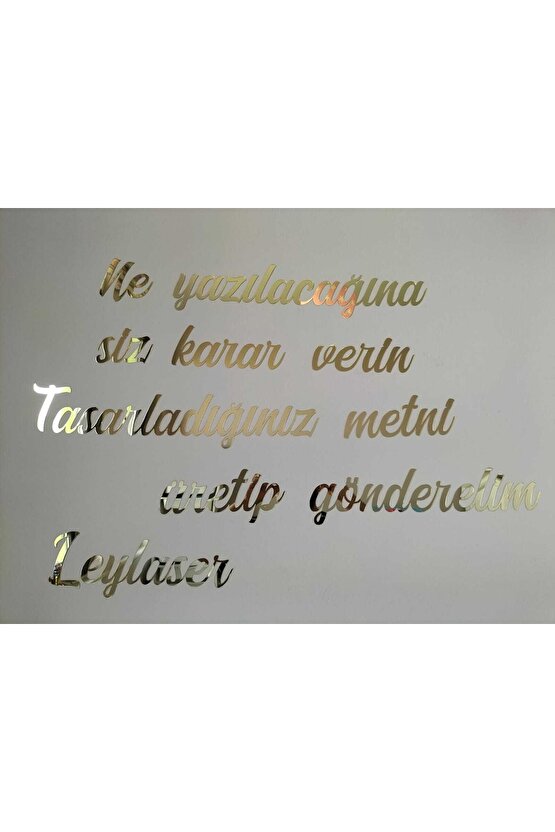 Kişiye Özel Yapışkanlı Aynalı Gold Pleksi Duvar Yazısı -harf Sayısına Göre-