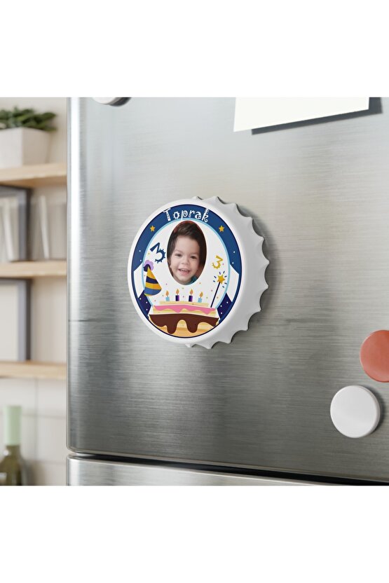 50 Adet Kapak Açacak Resimli Kişiye Özel Magnet Buzdolabı Süsü, Doğum Günü Erkek Çocuk 1