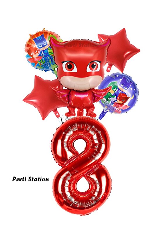 PjMasks Baykuş Kız 8 Yaş Konsept Doğum Günü Balon Set Pijamaskeliler Baykuş Kız Tema Parti Balon Set