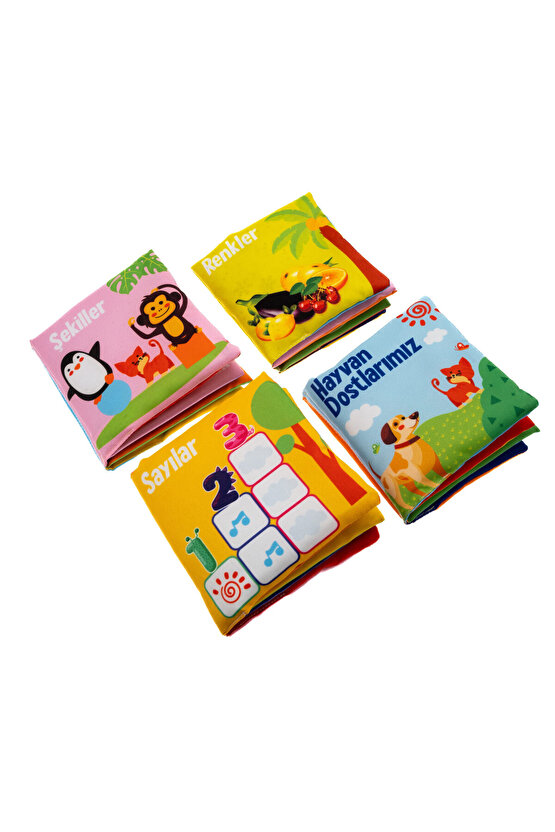 DODBY Soft İlk Kitap Seti - Bebek Kitapları - Kumaş Kitaplar - İlk Oyuncaklar 4 lü