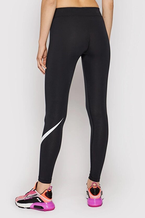 Sportswear Essential Cotton Leggings Swoosh Pamuklu Kadın Taytı Siyah
