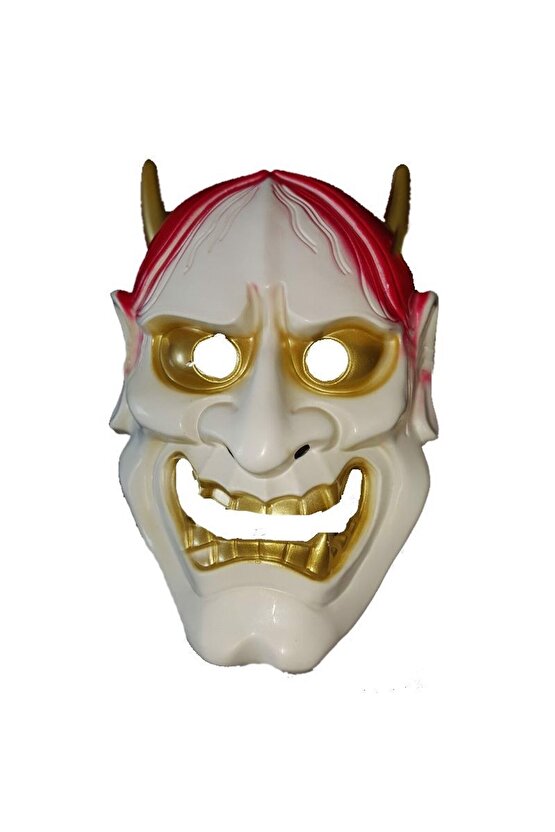 Halloween Cadılar Bayramı Şeytan Maskesi 1 Ad. Sert Korkunç Beyaz Şeytan Konsept Kostüm Maskesi