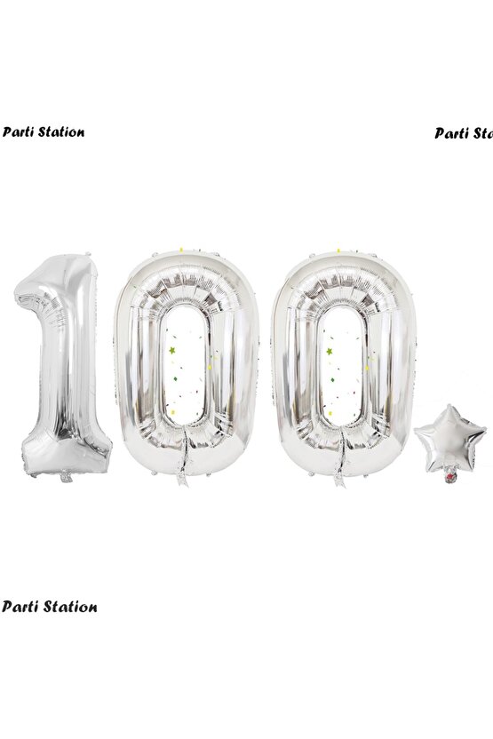 Cumhuriyetin 100. Yılı Balon Set Gümüş Renk 100 Rakam Balon Set 29 Ekim Kırmızı Beyaz Balon 100 cm