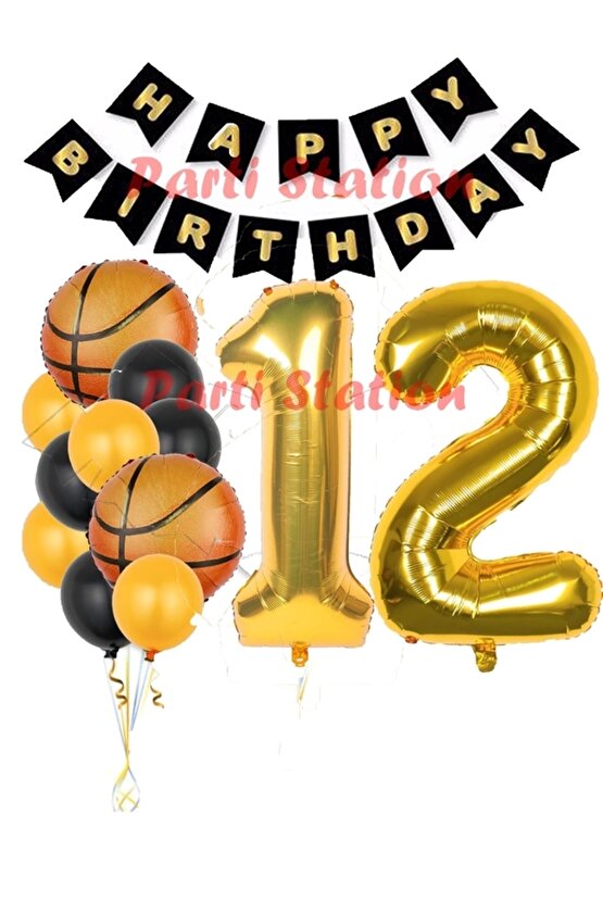 Basketbol Konsept 12 Yaş Balon Set Basketbol Tema Doğum Günü Balon Seti