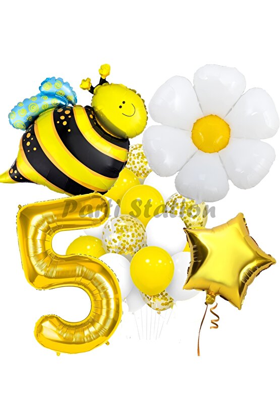 Bee Arı ve Papatya Konsept 5 Yaş Balon Set Bee Arı ve Papatya Tema Parti Doğum Günü Parti Balon Set
