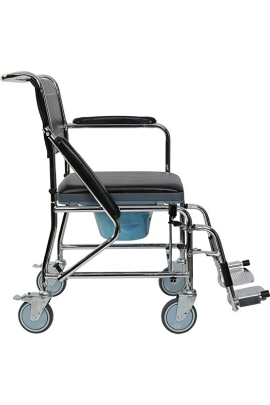 Hareketli Kolçaklar Çıkartılabilen Ayaklıklar Tekerlekli Klozetli Banyo Tekerlekli Sandalyesi