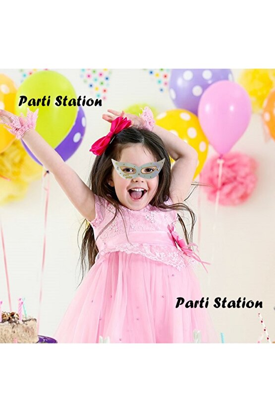 Gümüş Renk Parlak Happy Birthday Doğum Günü Kağıt Parti Gözlüğü 10 Adet Çocuk Parti Gözlüğü