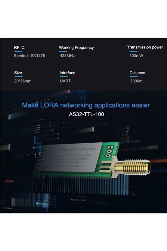 Lora Sx1278 433 Mhz Kablosuz Tx Rx Modülü Alıcı-verici As32-ttl100 Uart Uzun Menzil Rf Verici Alıcı