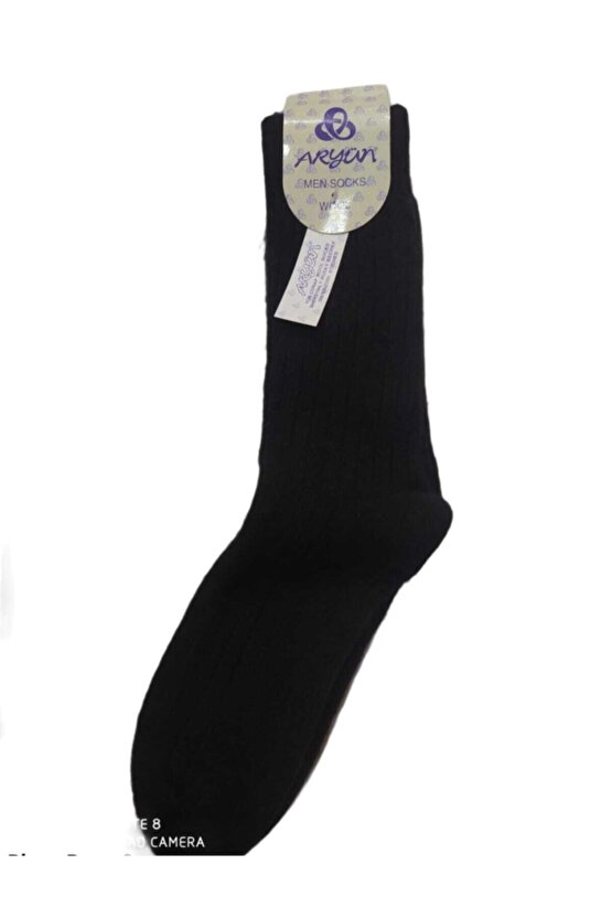 Kışlık Siyah Yün Çorap Uzun Dikişsiz