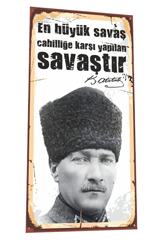 Mustafa Kemal Atatürk Sözleri Mini Retro Ahşap Poster-6