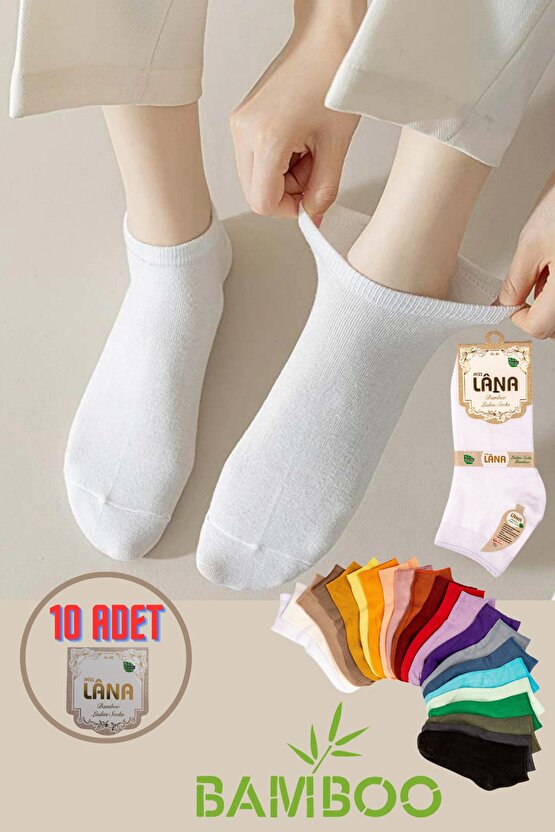 Kadın Kaliteli Bambu Patik Çorap (10 ADET  ÇİFT) Dikişsiz Parfümlü Kısa Model Hassas Çorabı