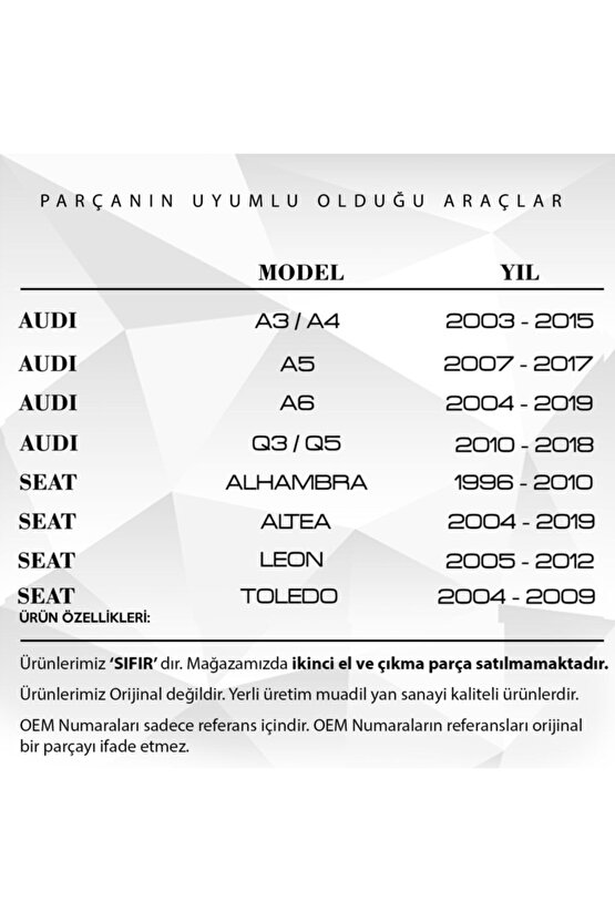 Vw Golf, Audi A3, Seat Leon, Skoda Için Su Borusu T Dağıtıcı