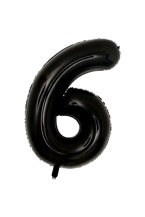 Siyah Rakam Balon Folyo 6 Yaş Rakam Balon 76cm (34 Inc Helyum Uyumlu)