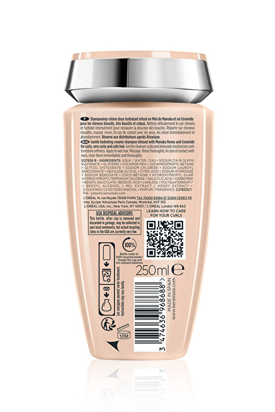 Curl Manifesto Bain Hydratation Douceur Kıvırcık Saçlar Için Besleyici Şampuan 250ml 250ml
