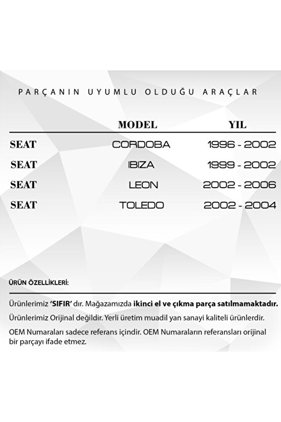 Vw Golf, Seat Leon, Audi A3 Için Su Tahliye Tapası Ve Oringi