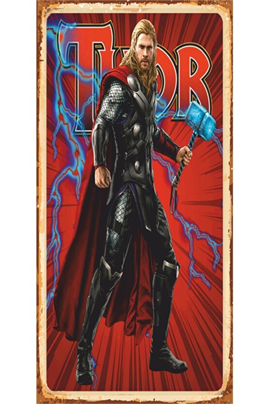 Thor Süper Kahramanlar Mini Retro Ahşap Poster