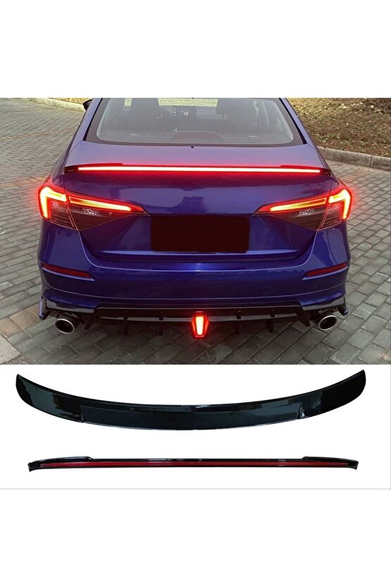 Honda Civic Fe1 Bagaj Üstü Spoiler Ledli Pianoblack 2021