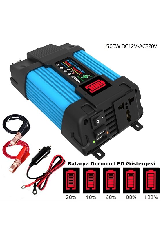 500W İNVERTER DC12V 220V ÇEVİRİCİ ARAÇ VE AKÜDEN 12V U 220V A ÇEVİREN İNVERTÖR