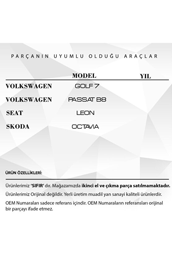 Volkswagen Golf 7 Passat B8 Seat Leon Skoda Octavia Uyumlu Cam Düğme Kapağı