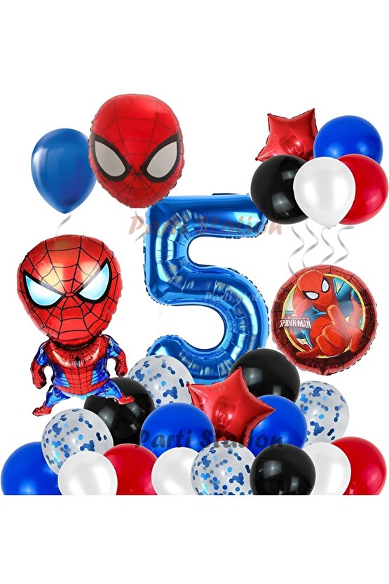 Spiderman Örümcek Adam Konsept 5 Yaş Doğum Günü Balon Set Spiderman Parti Balonları Spiderman Tema