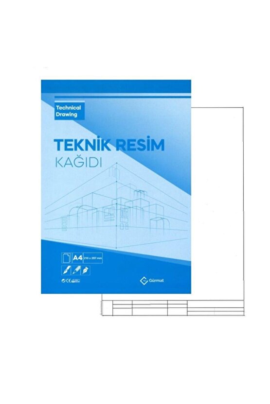 A4 Teknik Resim Defteri Dik 40 Yaprak Antetli A-4 Teknik Resim Defteri 1 Adet