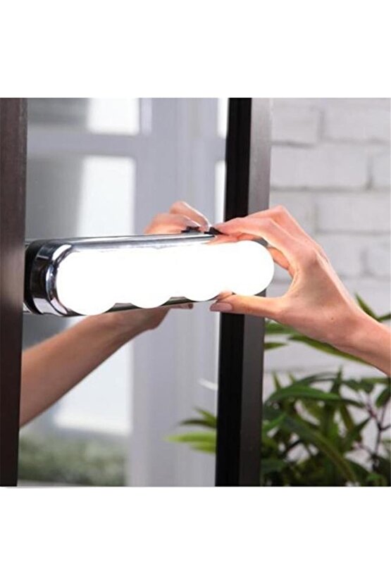 Buffer Kablosuz Parlak Banyo Stüdyo Makyaj Aynası Işığı Pilli Vantuzlu Taşınabilir 4 Led Ampul