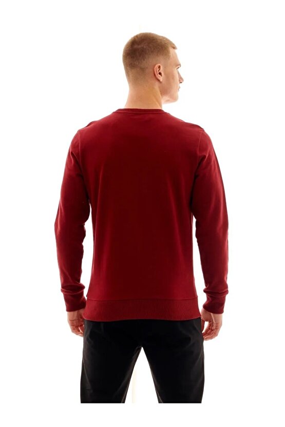Lisanslı Erkek Basic Bordo Sweatshirt