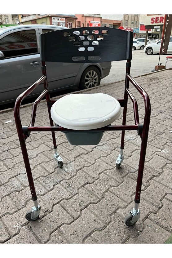 Katlanır Tekerlekli Klozet Yükseltici Tuvalet Sandalyesi