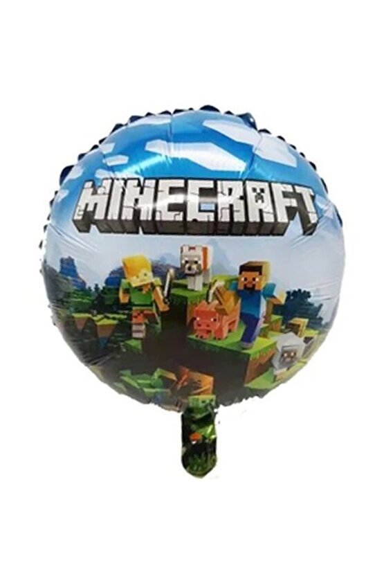 Minecraft Konsept Doğum Günü 9 Yaş Balon Set Minecraft Parti Tema Yeşil Siyah Balon Set