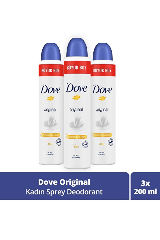 Kadın Sprey Deodorant Original 14 Nemlendirici Krem Etkili Büyük Boy 200 Ml X3 Adet