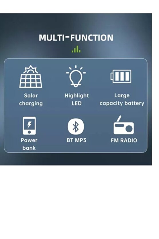 Güneş Enerji Panelli Solar Güç Sistemi Powerbank Kamp Doğa Balık Karavan Fener Fm Bluetoth Müzik