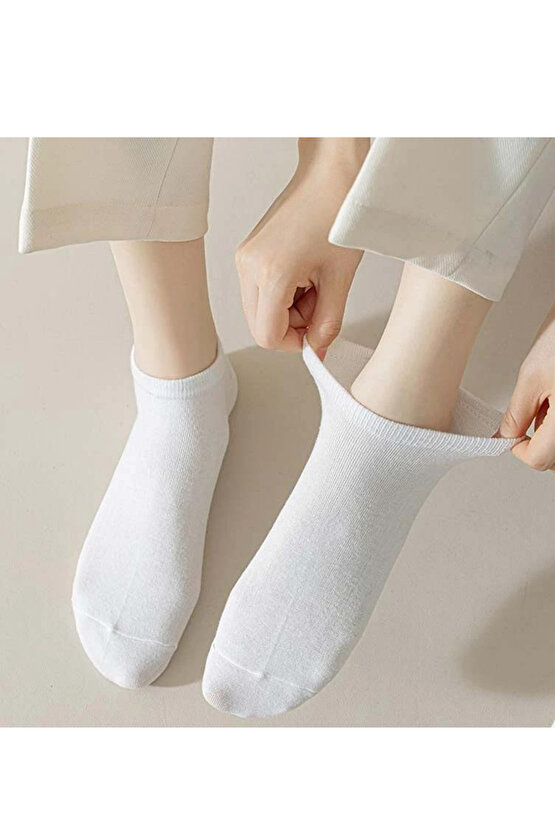 Kadın Renkli (5 Çift) Likralı Pamuklu Penye Patik Çorap