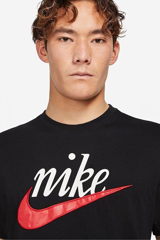 Sportswear Futura Swoosh Logo T Shirt Unisex Baskılı Tişört Siyah