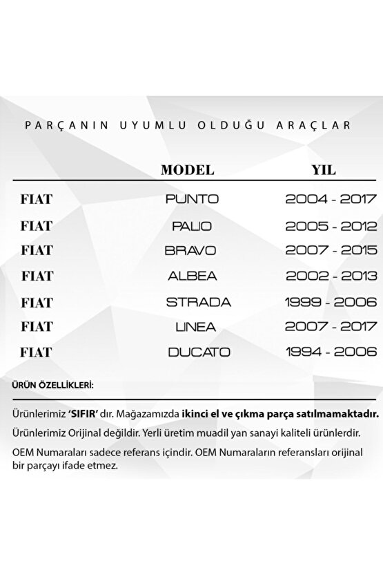 Fiat, Alfa Romeo Ve Lancia Için Motor Kaput Lastiği Vidası