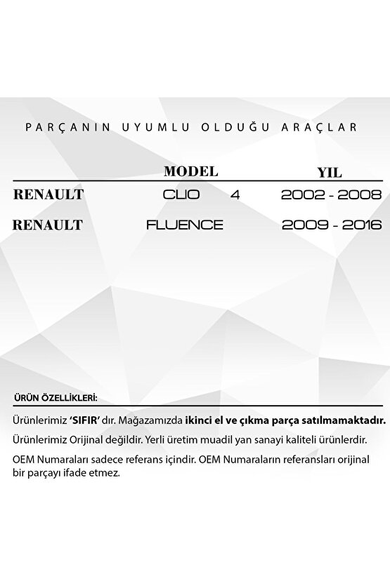 Renault Clio 4, Fluence Için Içten Açma Teli