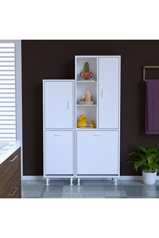 Modilayn FORBEST İNCİ 97x165 cm Kirli Çamaşır Sepetli Banyo Dolabı