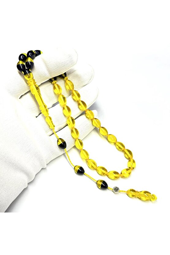Sarı Lacivert Taraftar Renk Süzmesi 7-11mm Usta İmzalı Beyzi Model Tesbih