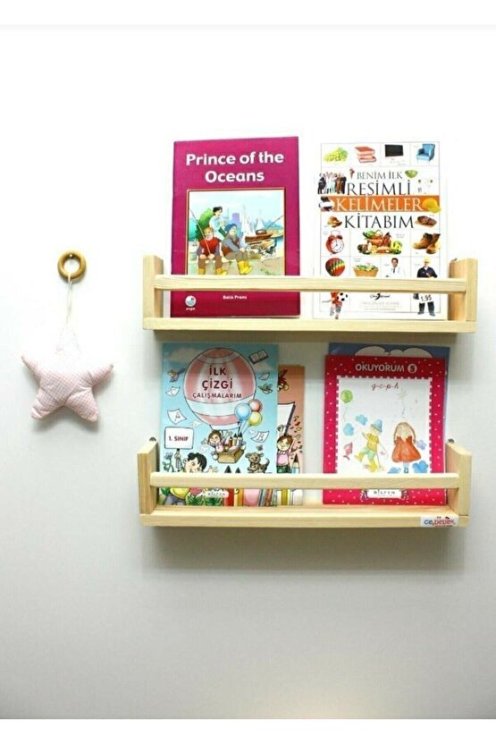 2li Montessori Kitaplık 50 Cm Duvar Rafı Bebek Çocuk Odası Ahşap Kitaplık