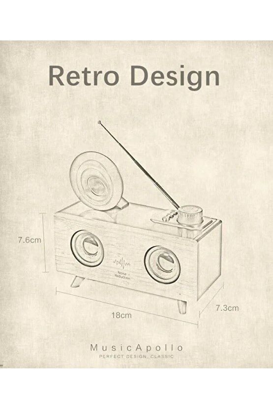 NOSTALJİK RADYO AHŞAP BLUETOOTH HOPARLÖR SD KART VE USB GİRİŞLİ FM RADYOLU ŞARJLI SPEAKER
