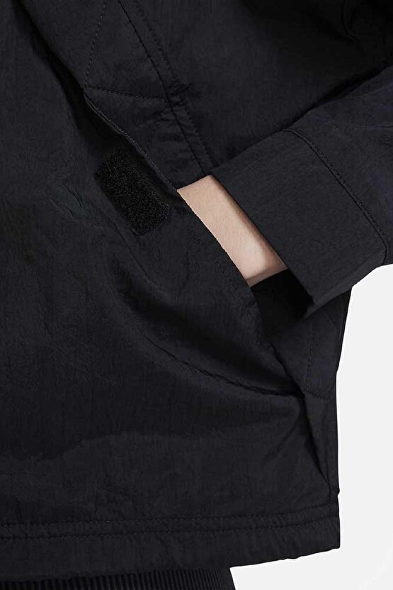 Air Woven Full Zip Oversize Fit Jacket Bol Kesim Siyah Ceket