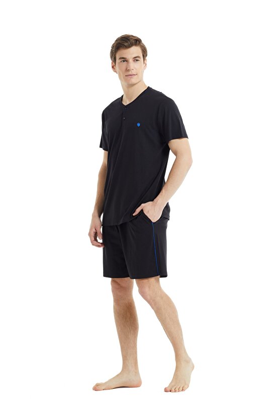 Şortlu Pijama Takımı-30814-siyah