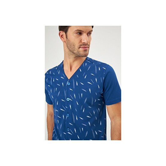 Eros Erkek Gömlek Pijama Takımı 30232 - Mavi
