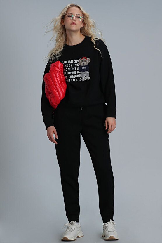 Vera Kadin Örme Sweatshirt Siyah