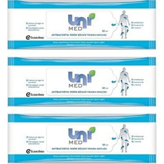 Unimed Antibakteriyel Perine Bölgesi Yıkama Havlusu 50 Li 3 Paket